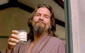 The Dude with his signature White Russian